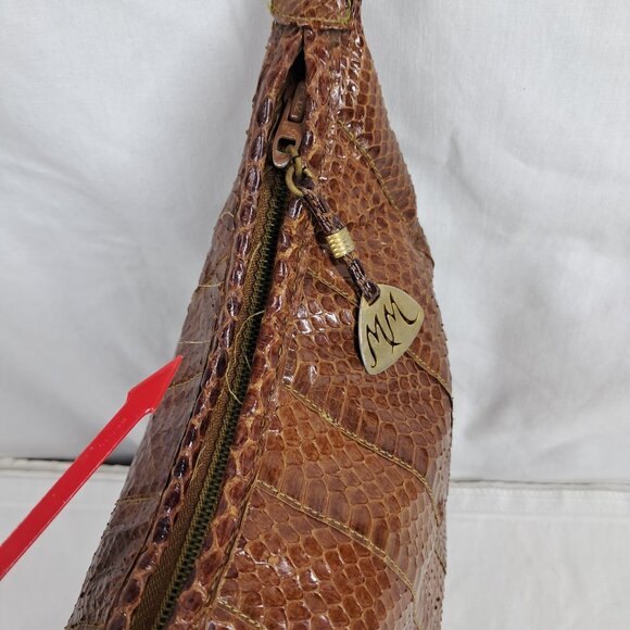 Vtg Morris Moskowitz Brown Genuine Reptile Shoulder Purse - Picture 9 of 16